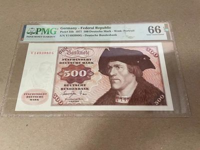 【Blue Auction】✨世界纸币精拍第254期——莫总专场IX - RR.德国 1977年500马克 PMG66EPQ 雕刻精美 经典大副