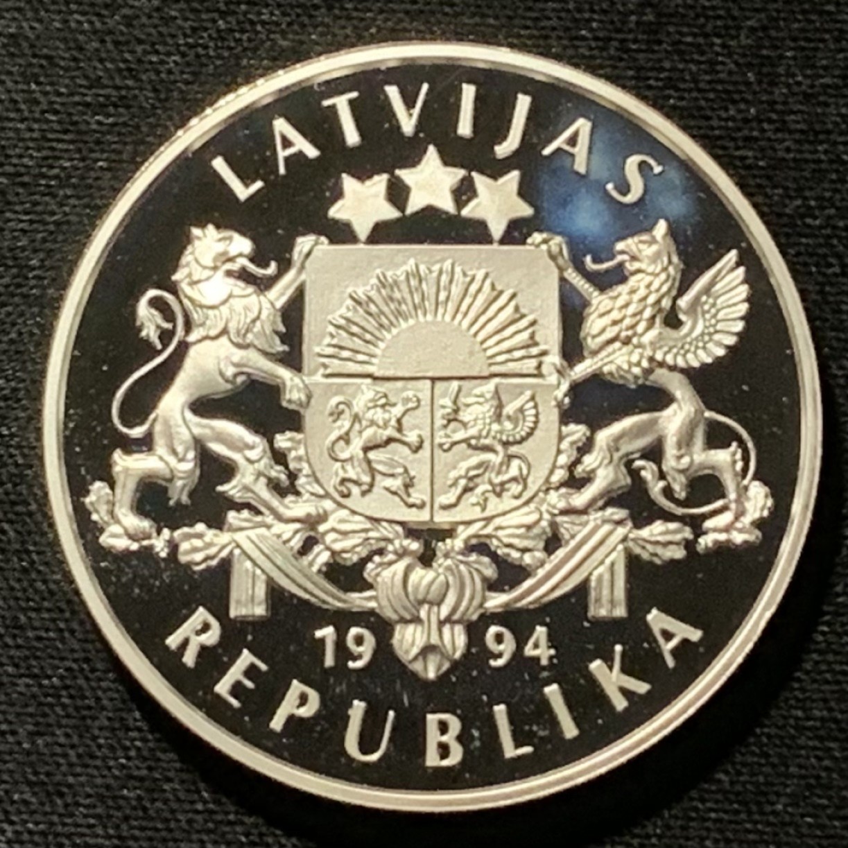 紫瑗钱币——第251期拍卖 拉脱维亚 1994年 亚特兰大奥运会 划船 10拉特 31.47克 0.925银 精制