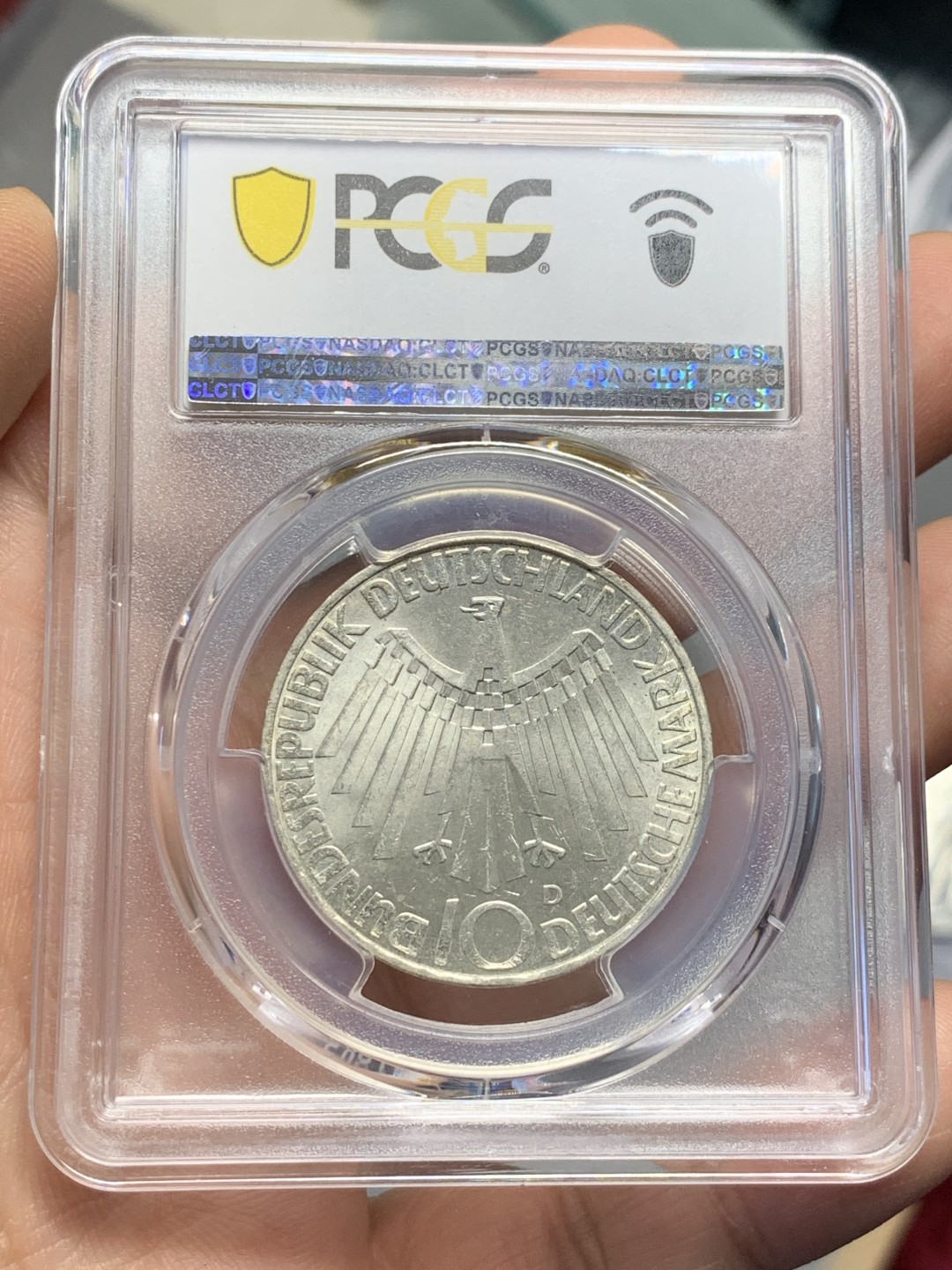《竞宝斋》第118场-周日，周一 ，2场连拍（全场包邮） PCGS MS65 1972年德国慕尼黑奥运会纪念10马克 冠军分！ 原味淡彩