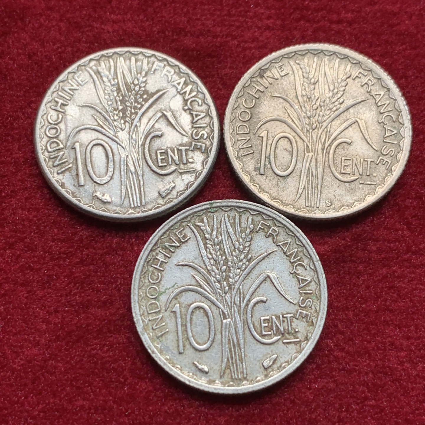 《竞宝斋》第118场-周日，周一 ，2场连拍（全场包邮） 法属印支10分镍币3枚不同年份