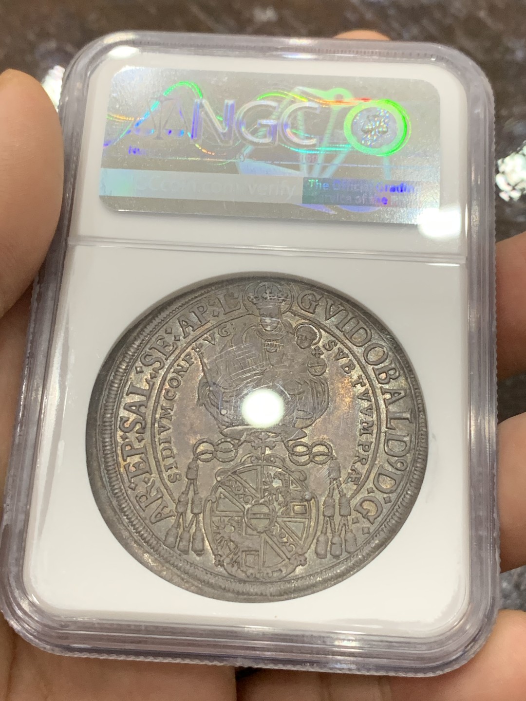 《竞宝斋》第118场-周日，周一 ，2场连拍（全场包邮） NGC MS63 唯一冠军分 奥地利 萨尔茨堡 1667年 泰勒 大银币 正反深打 底板光亮 深彩包浆 加分元素齐全 难得
