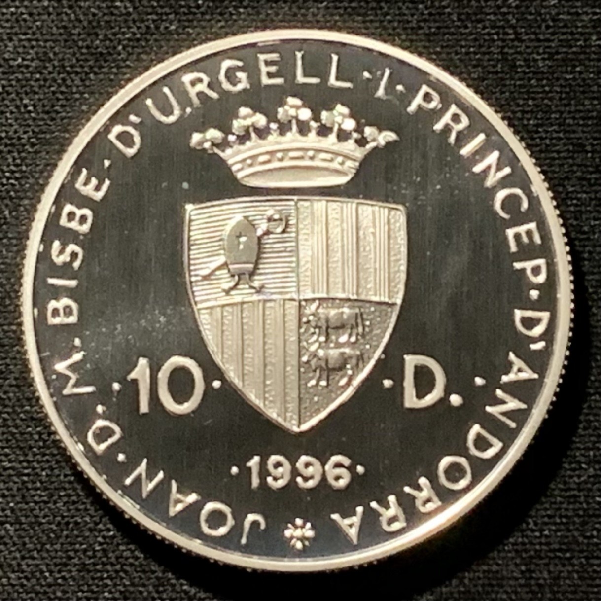 紫瑗钱币——第251期拍卖 安道尔 1996年 河狸 10第纳尔 31.47克 0.925银 精制