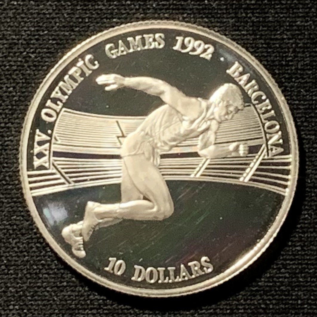 紫瑗钱币——第267期拍卖 库克群岛 1990年 巴塞罗那奥运会 短跑 10元 10克 0.925银 精制