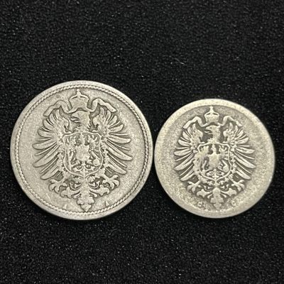 外国硬币0元起拍（35） - 1875，1889德意志帝国5，10芬尼 短翅版