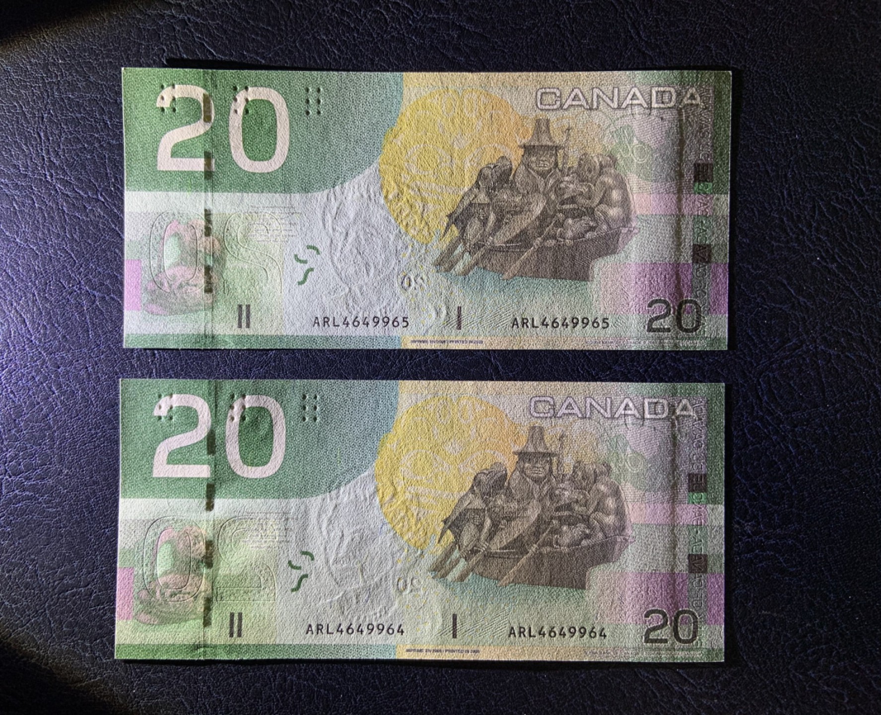 收藏联盟Quantum Auction 第212期拍卖  加拿大2004版(2008年)20元两连号 品相全新UNC