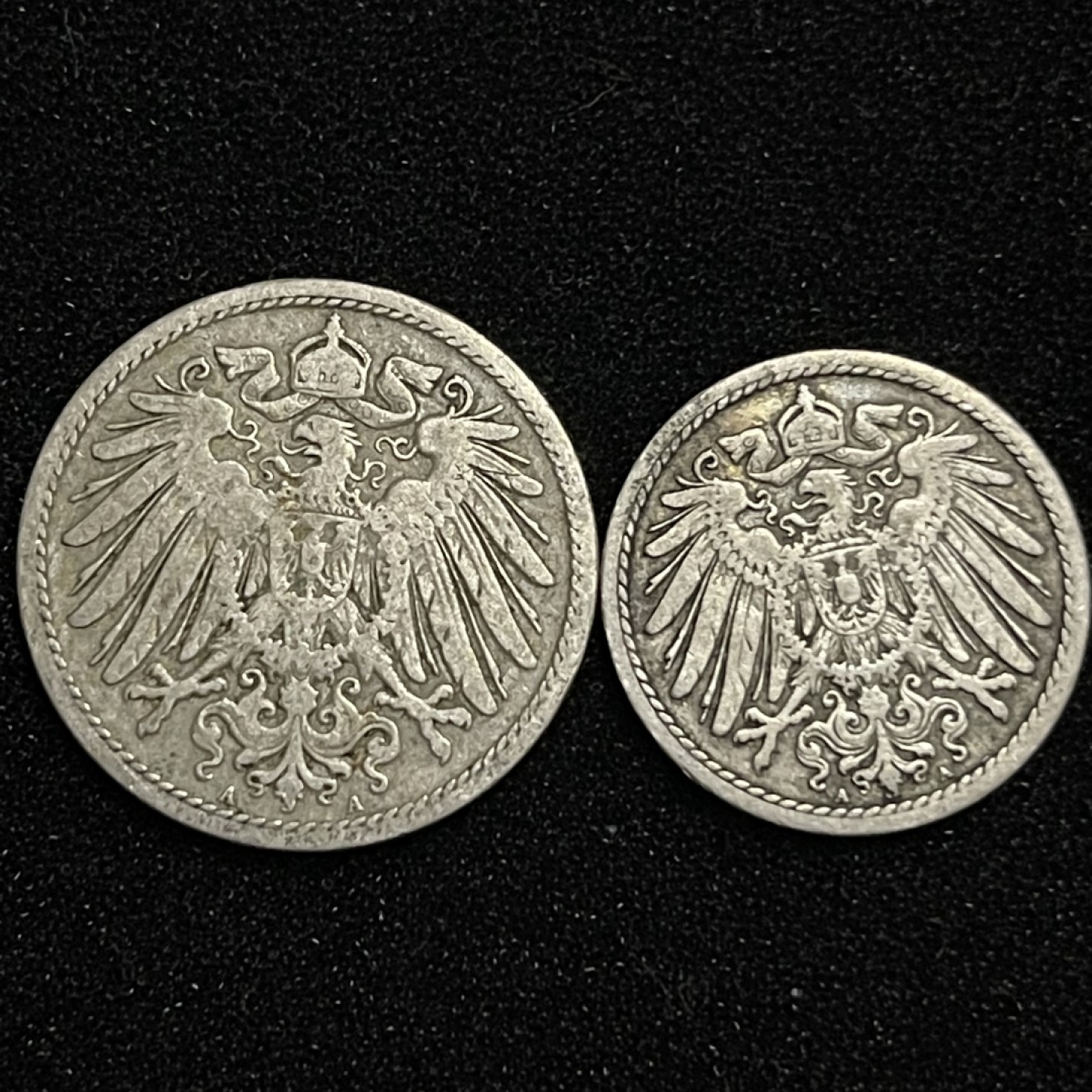 外国硬币0元起拍（35） 1894，1899 德意志帝国5，10芬尼