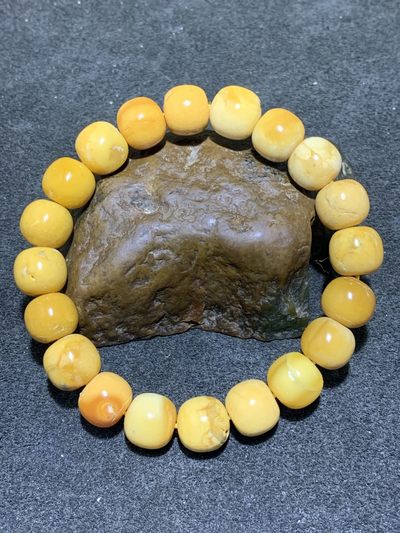 精美高玉化缅甸黄玉老形桶珠手串一条！ - 精美高玉化缅甸黄玉老形桶珠手串一条！