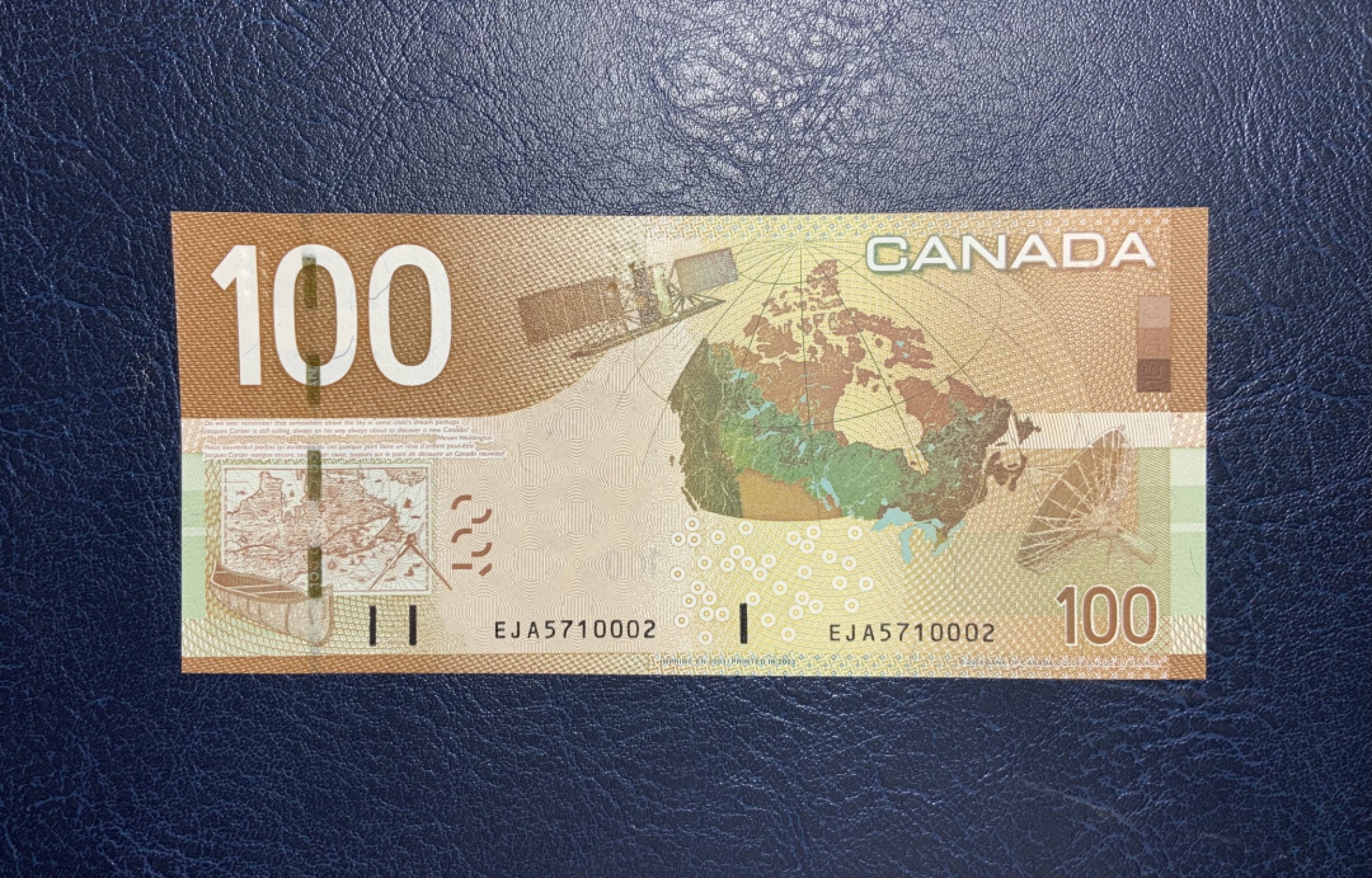 收藏联盟Quantum Auction 第211期拍卖  加拿大2003年100元初版首发年份 品相全新UNC