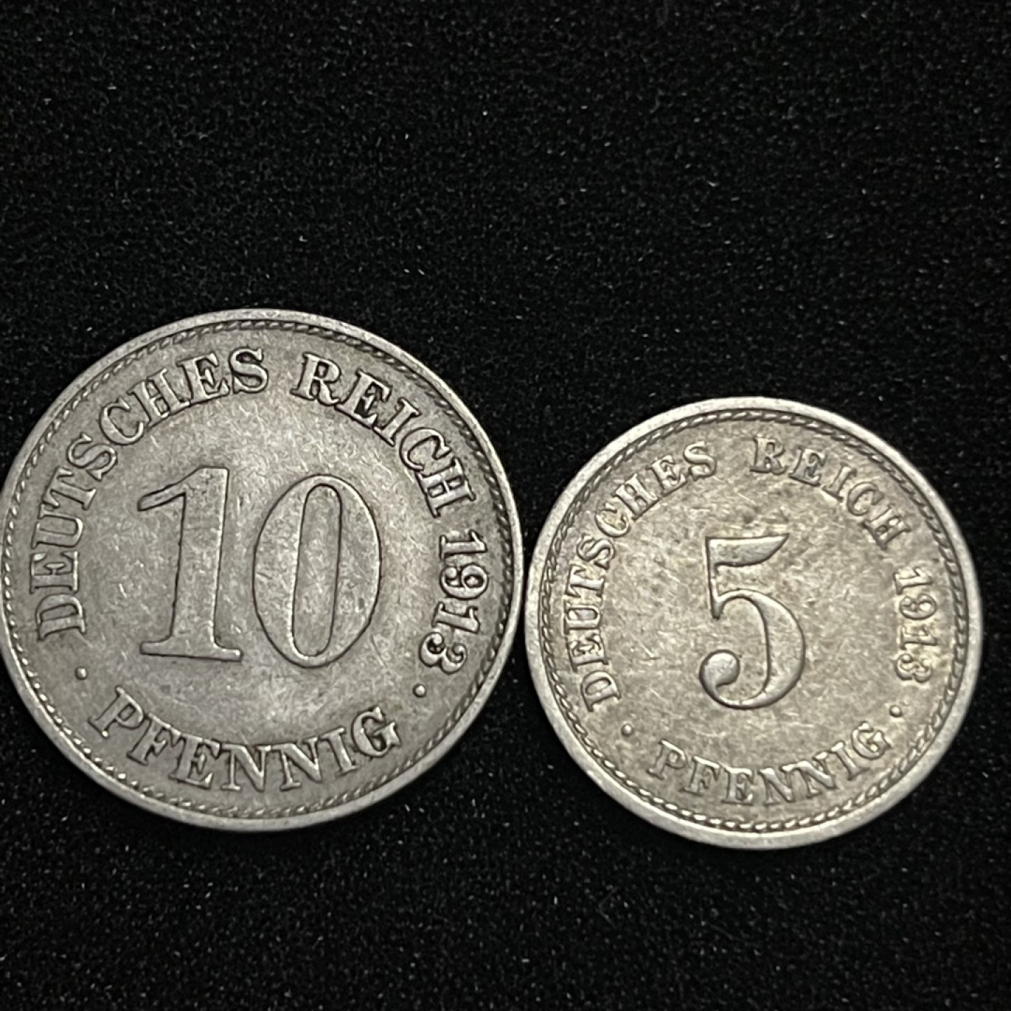 外国硬币0元起拍（35） 1913德意志帝国5，10芬尼