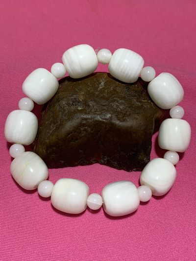 精美深海奶白高玉化贝化玉桶珠单圈手串一条 - 精美深海奶白高玉化贝化玉桶珠单圈手串一条