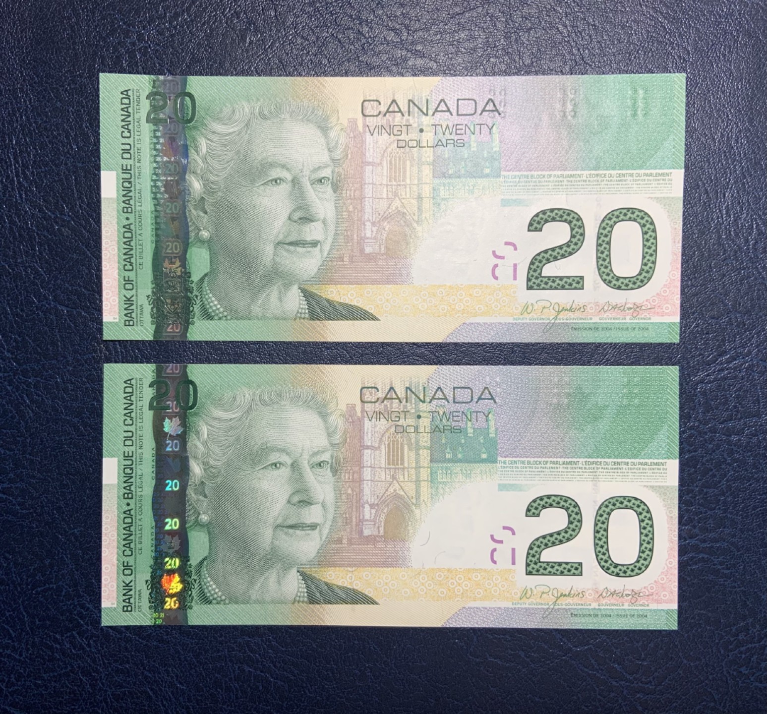 收藏联盟Quantum Auction 第211期拍卖  加拿大2004年20元初版首发年份两连号 品相全新UNC