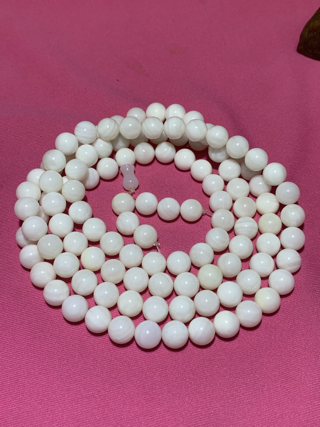 深海奶白高玉化贝化玉108佛珠手串一条，