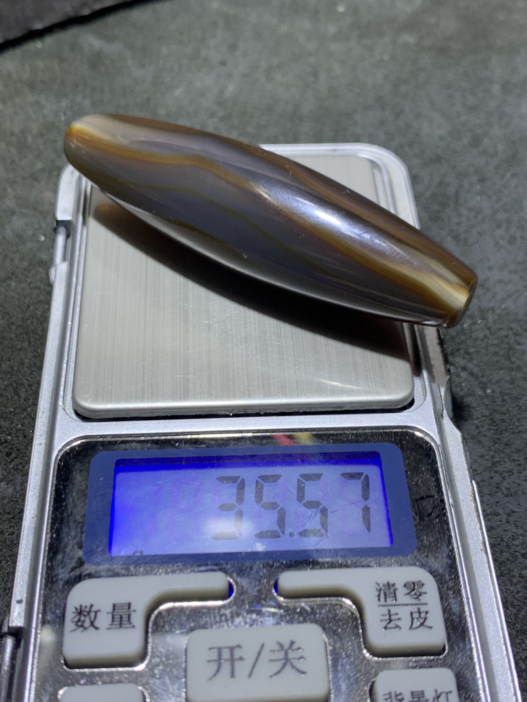精美高玉化天珠型巴西玛瑙天眼大桶珠一个