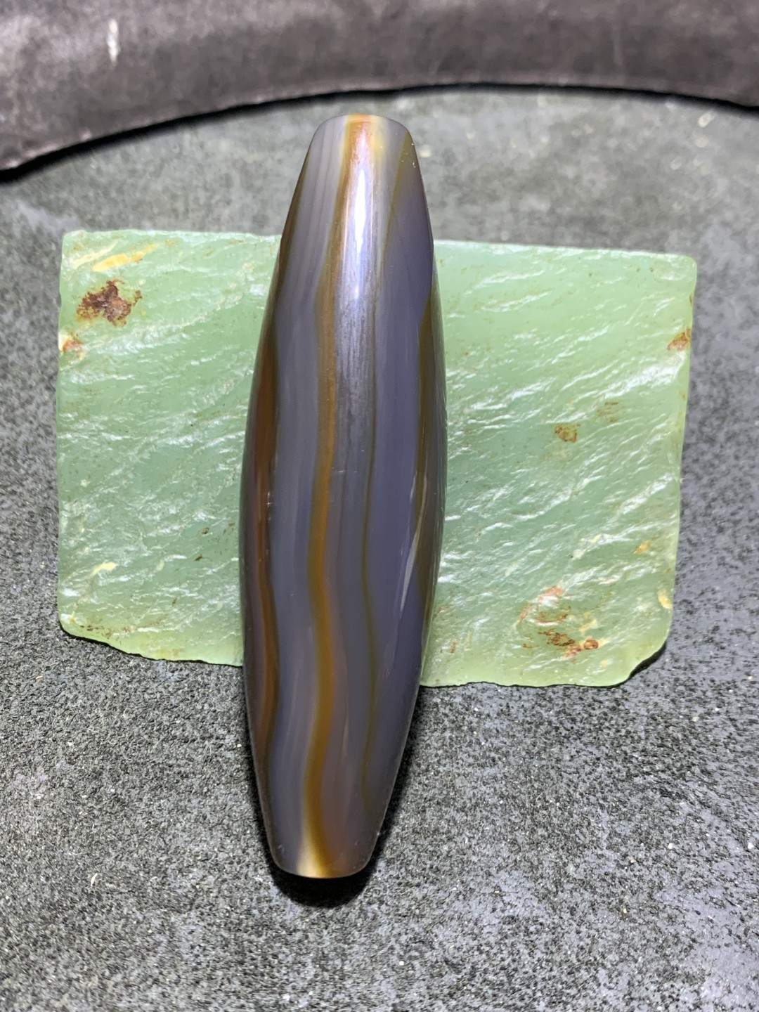 精美高玉化天珠型巴西玛瑙天眼大桶珠一个
