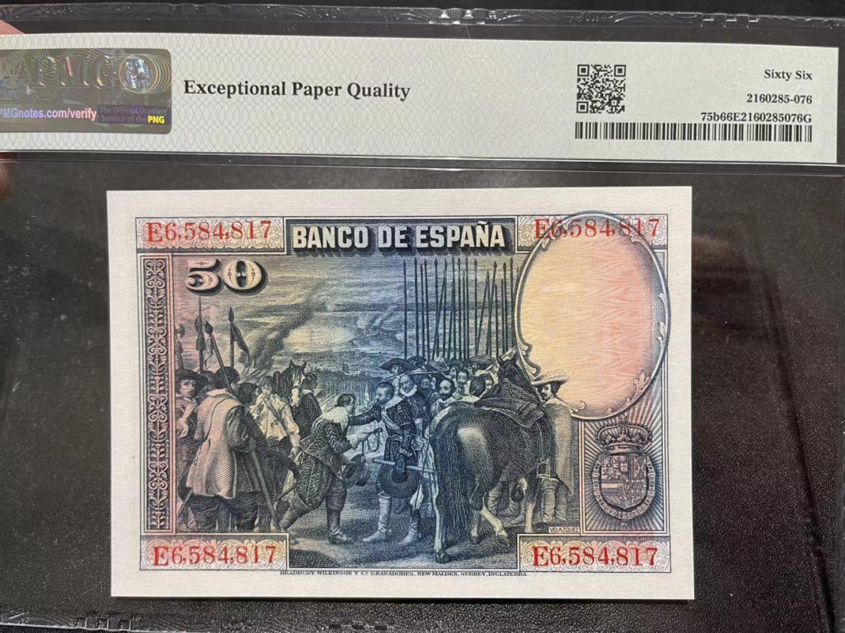 《外钞收藏家》第二百二十一期（连拍第二场） 1928年西班牙50比塞塔 PMG66 BWC作品