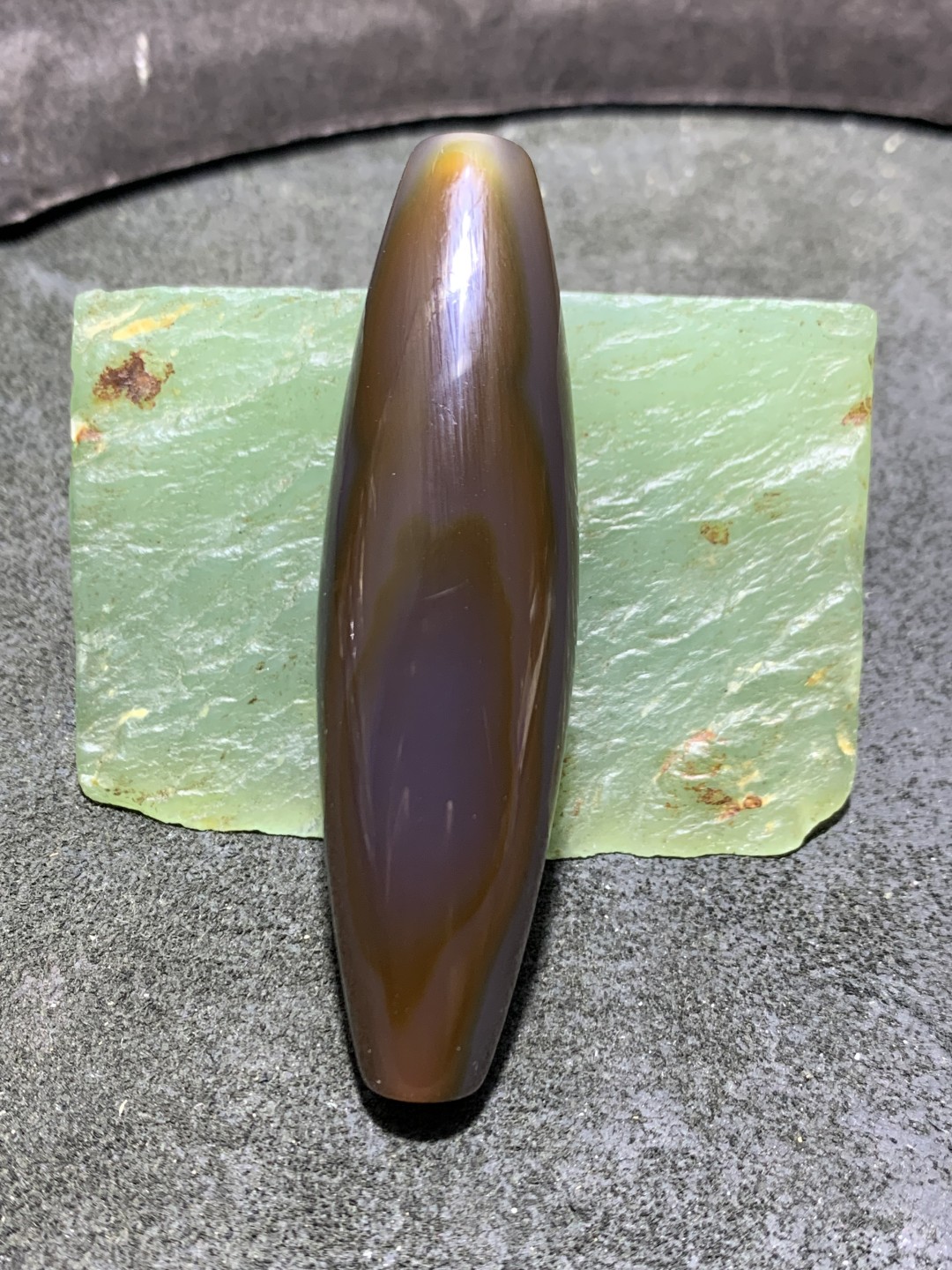 精美高玉化天珠型巴西玛瑙天眼大桶珠一个