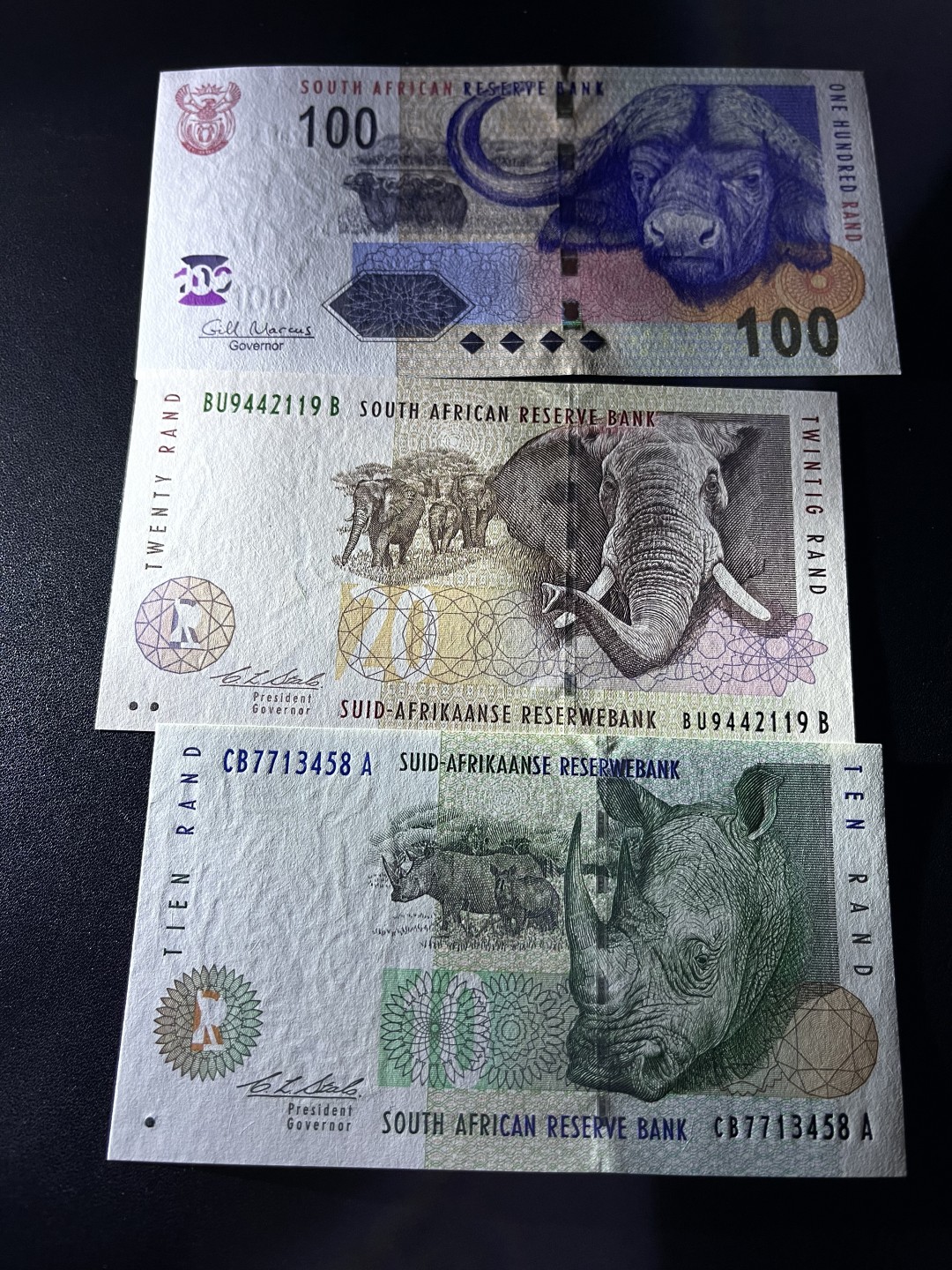 《外钞收藏家》第二百二十一期（连拍第二场） 南非动物版10、20、100兰特 全新UNC