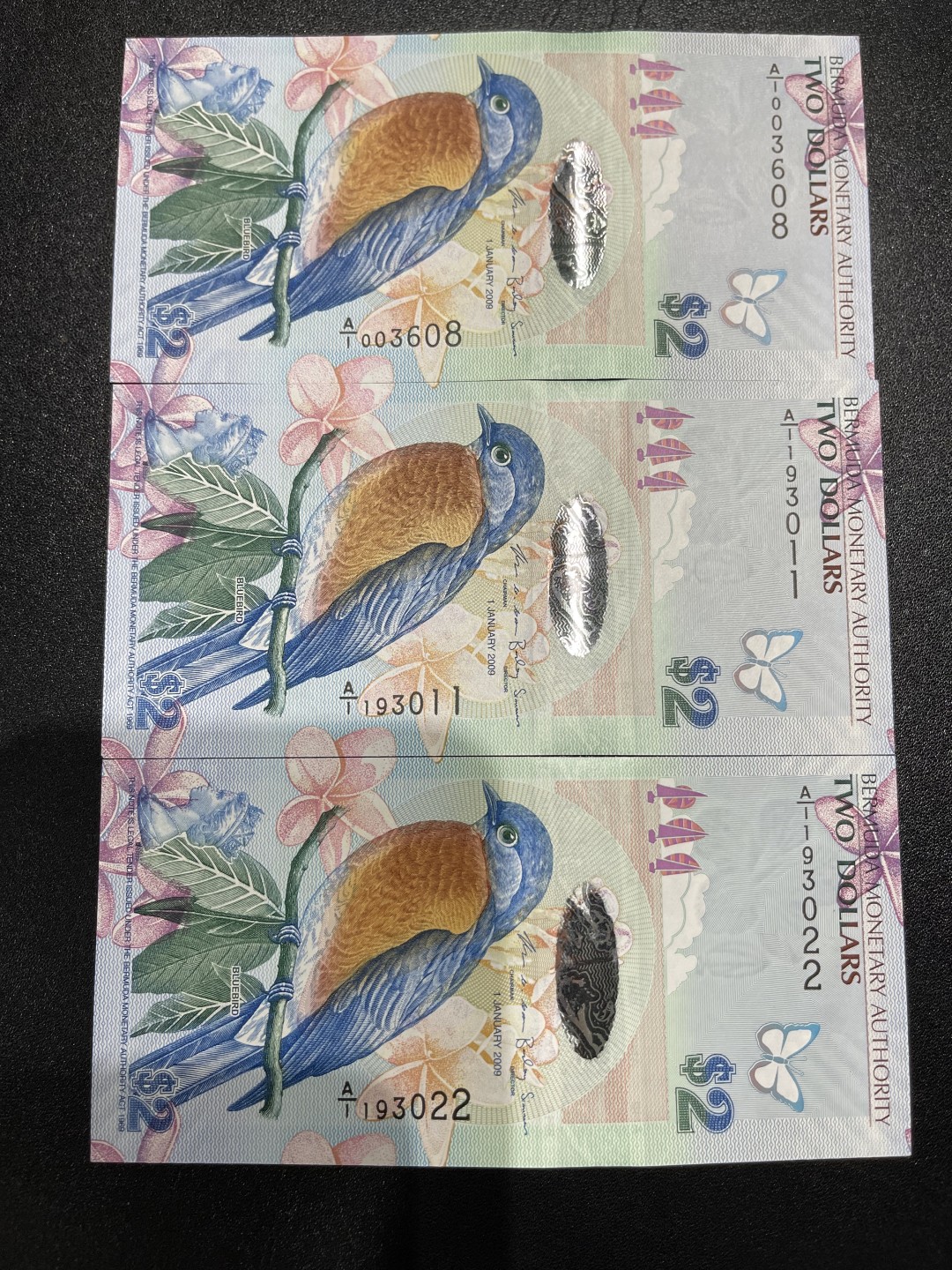 《外钞收藏家》第二百二十一期（连拍第二场） 百慕大2刀 三张一起 全新 有一个角钝了 其他没问题 都是A/1无47靓号