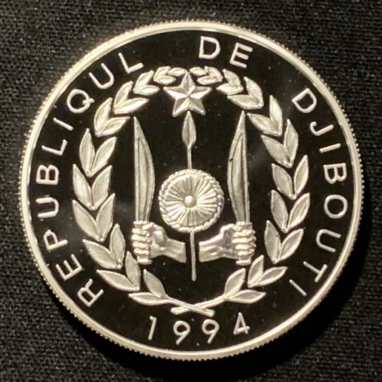 紫瑗钱币——第268期拍卖 吉布提 1994年 亚特兰大奥运会 长跑 100法郎 31.47克 0.925银 精制