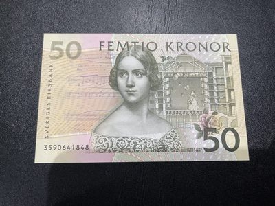 《外钞收藏家》第二百二十一期（连拍第二场） - 瑞典50克朗 初版夜莺 近全新 轻微受潮 尾8