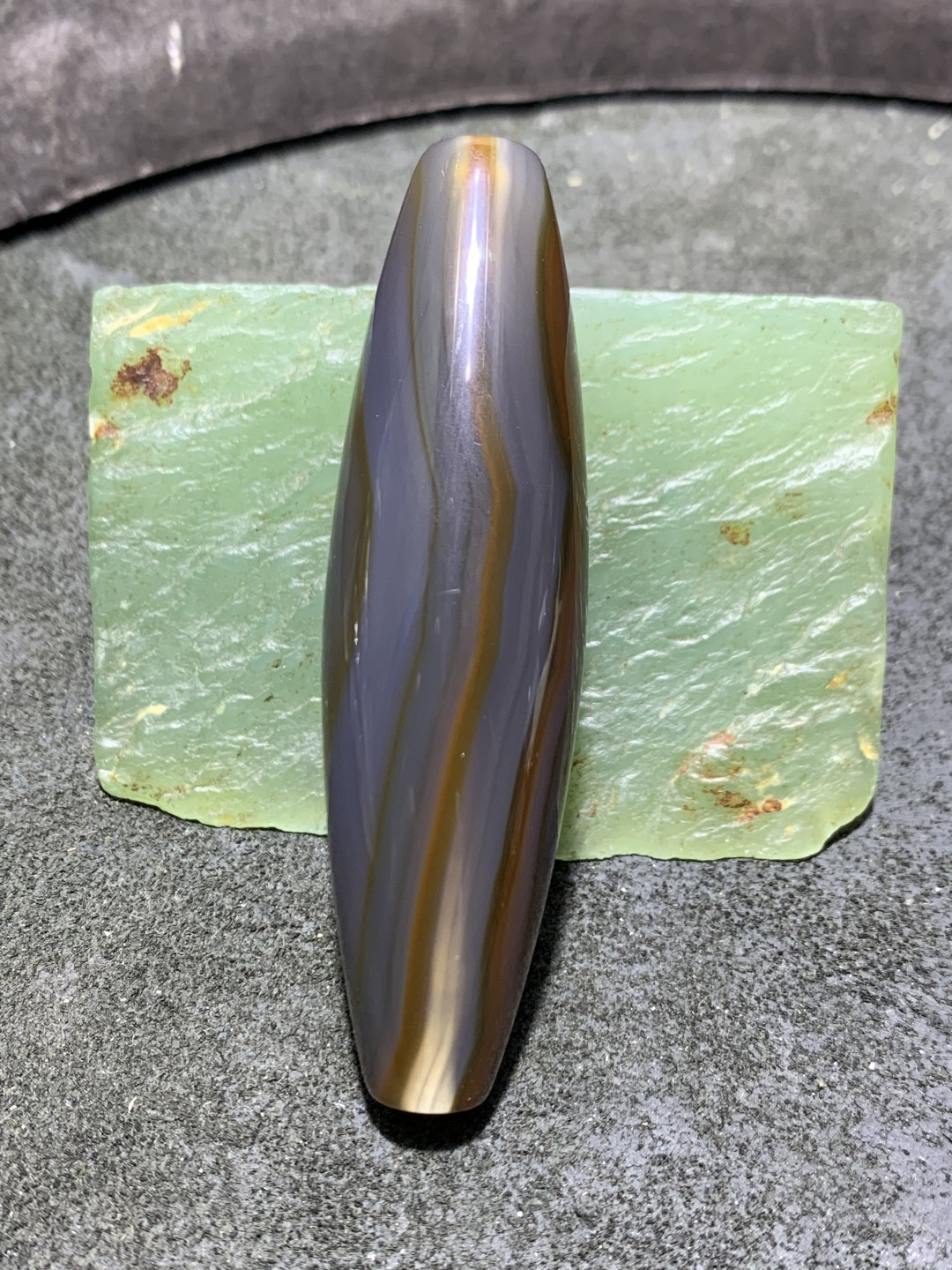 精美高玉化天珠型巴西玛瑙天眼大桶珠一个