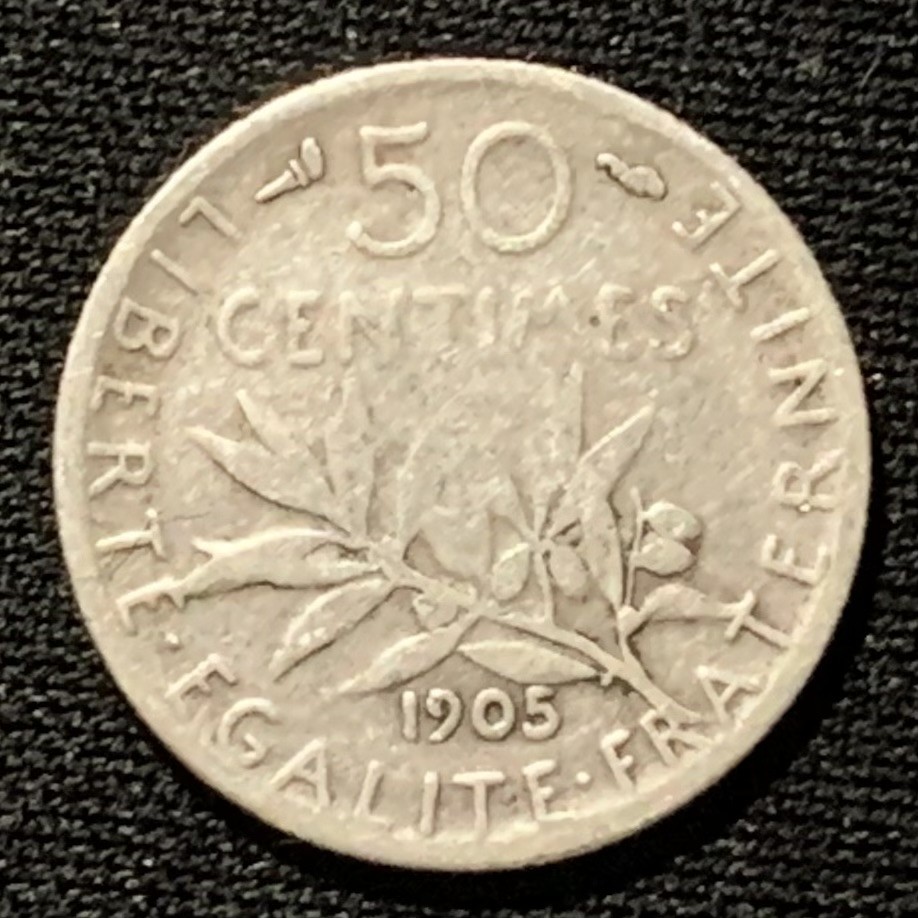 紫瑗钱币——第264期拍卖 法国 1905年 播种女神 50分 2.5克 0.835银 