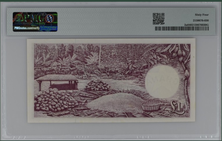 收藏联盟Quantum Auction 第212期拍卖  加纳1958年1镑 PMG64 可可种植加工园