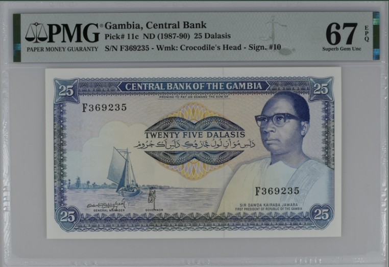 收藏联盟Quantum Auction 第212期拍卖  冈比亚1987-90年25达拉斯 PMG67 冠军分 打谷