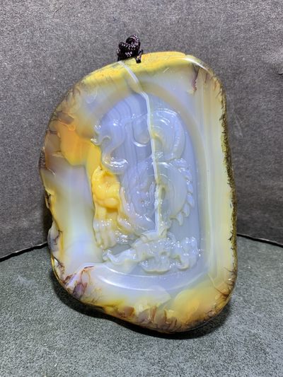 重器天然马达加斯加原皮玛瑙雕刻大龙牌子一块 - 重器天然马达加斯加原皮玛瑙雕刻大龙牌子一块