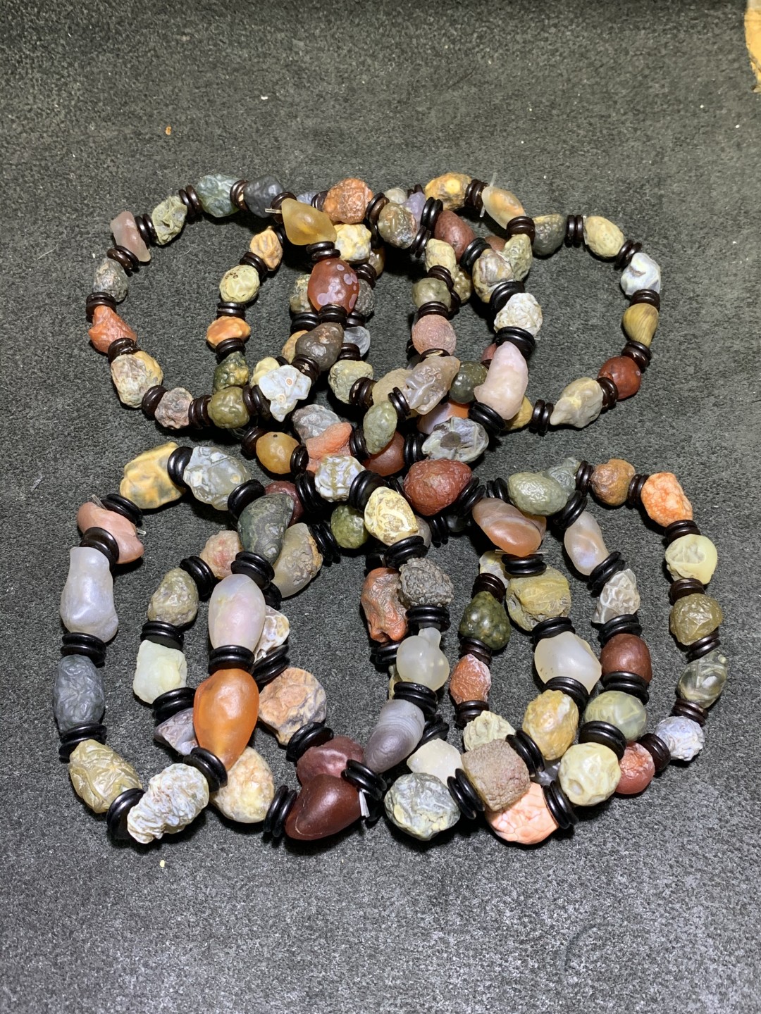 精美青花筋脉石原石手串十条，