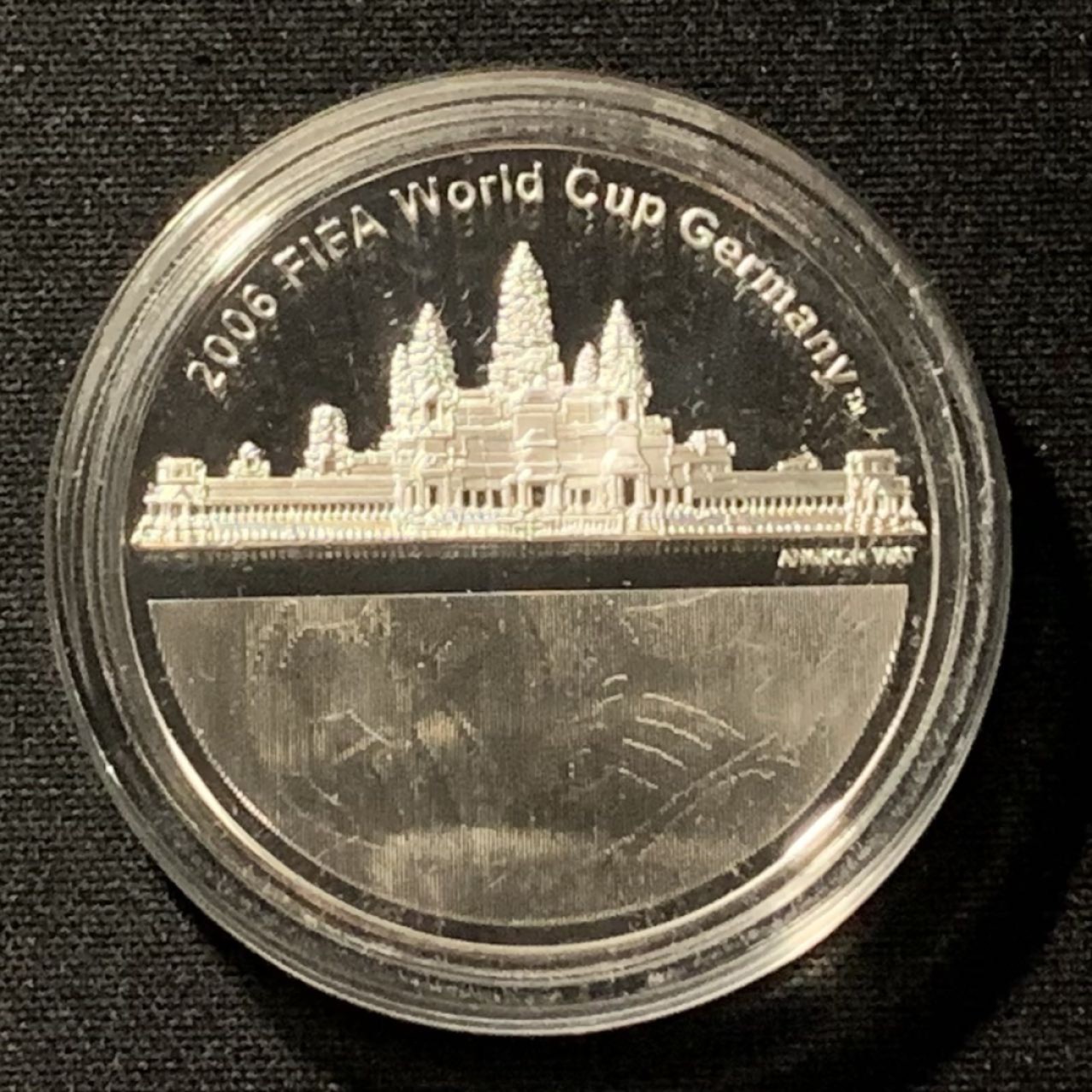 紫瑗钱币——第262期拍卖 柬埔寨 2004年 德国世界杯 佛像 3000瑞尔 31.1克 0.999银 精制