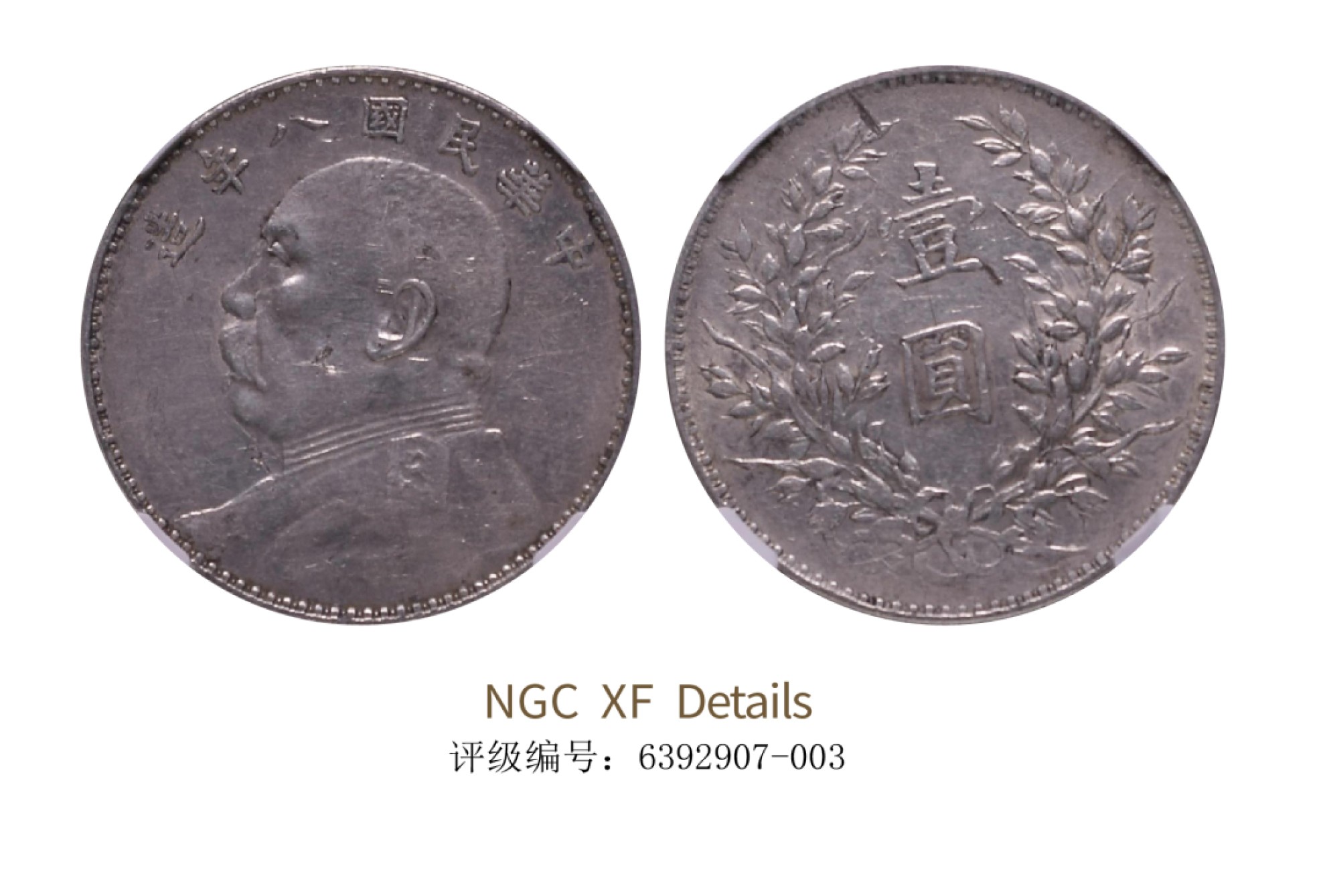 聚宝轩2022秋拍 民国八年袁世凯像壹圆 NGC XF Details