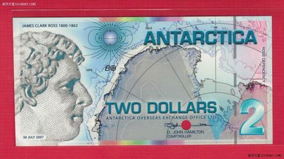 南极洲2007年2元 塑料钞 样钞(票样 样票) NZ0000号 实物图 UNC - 南极洲2007年2元 塑料钞 样钞(票样 样票) NZ0000号 实物图 UNC