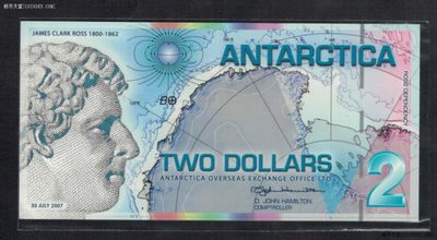 南极洲2007年2元 塑料钞 非流通 无4 实物图 UNC - 南极洲2007年2元 塑料钞 非流通 无4 实物图 UNC