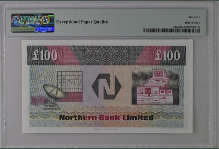 收藏联盟Quantum Auction 第212期拍卖  苏格兰北方银行1990年100镑 PMG66 极小号2