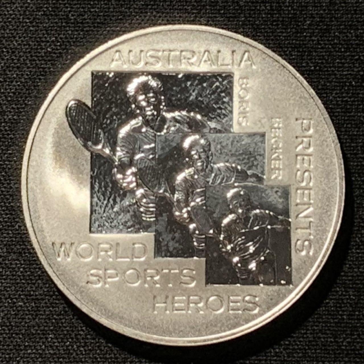 紫瑗钱币——第249期拍卖 澳大利亚 1991年 网球运动员 贝克·鲍里斯 1盎司 纪念银章 31.1克 0.999银 精制