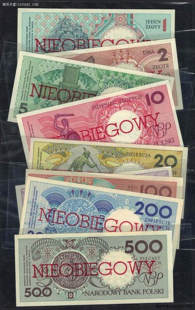波兰1-500兹罗提纸币9张大全套 全新 1990年版 样钞 票样 样票 UNC  - 波兰1-500兹罗提纸币9张大全套 全新 1990年版 样钞 票样 样票 UNC 