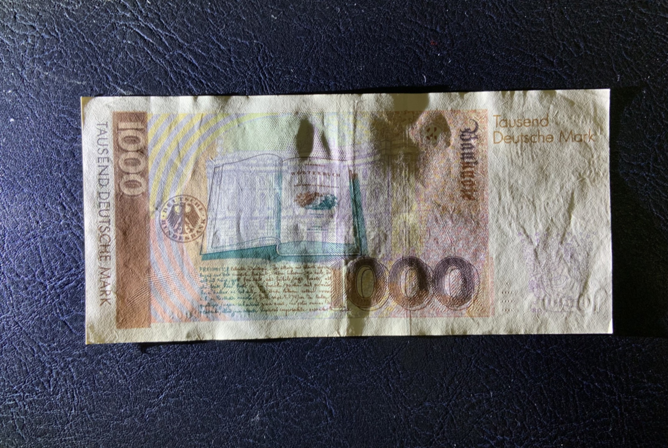 收藏联盟Quantum Auction 第212期拍卖  德国联邦1991年1000马克 品相AU-  AA冠号码无4 格林兄弟