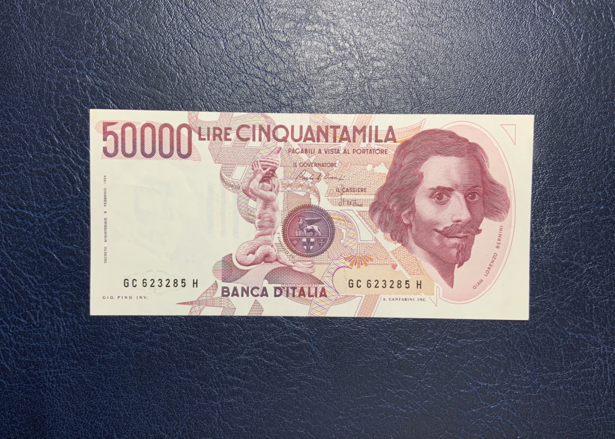 收藏联盟Quantum Auction 第212期拍卖  意大利1984年50000里拉 品相AU 杰出的巴洛克艺术家贝尼尼