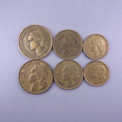天业钱币散币拍卖第3次专场  全场5元起拍 - 法国2组6枚