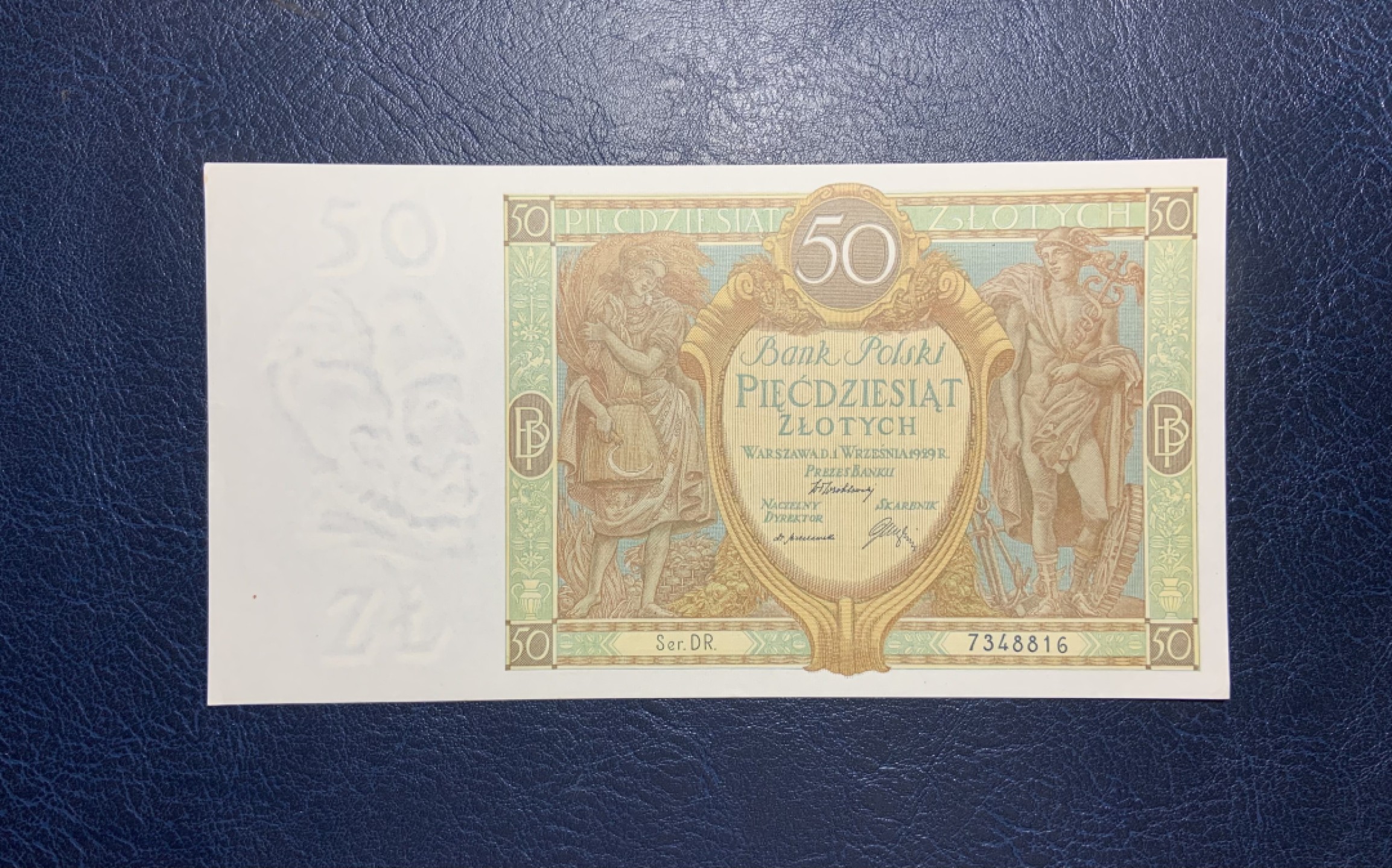 收藏联盟Quantum Auction 第212期拍卖  波兰1929年50兹罗提 品相UNC- 大票幅 法属风格