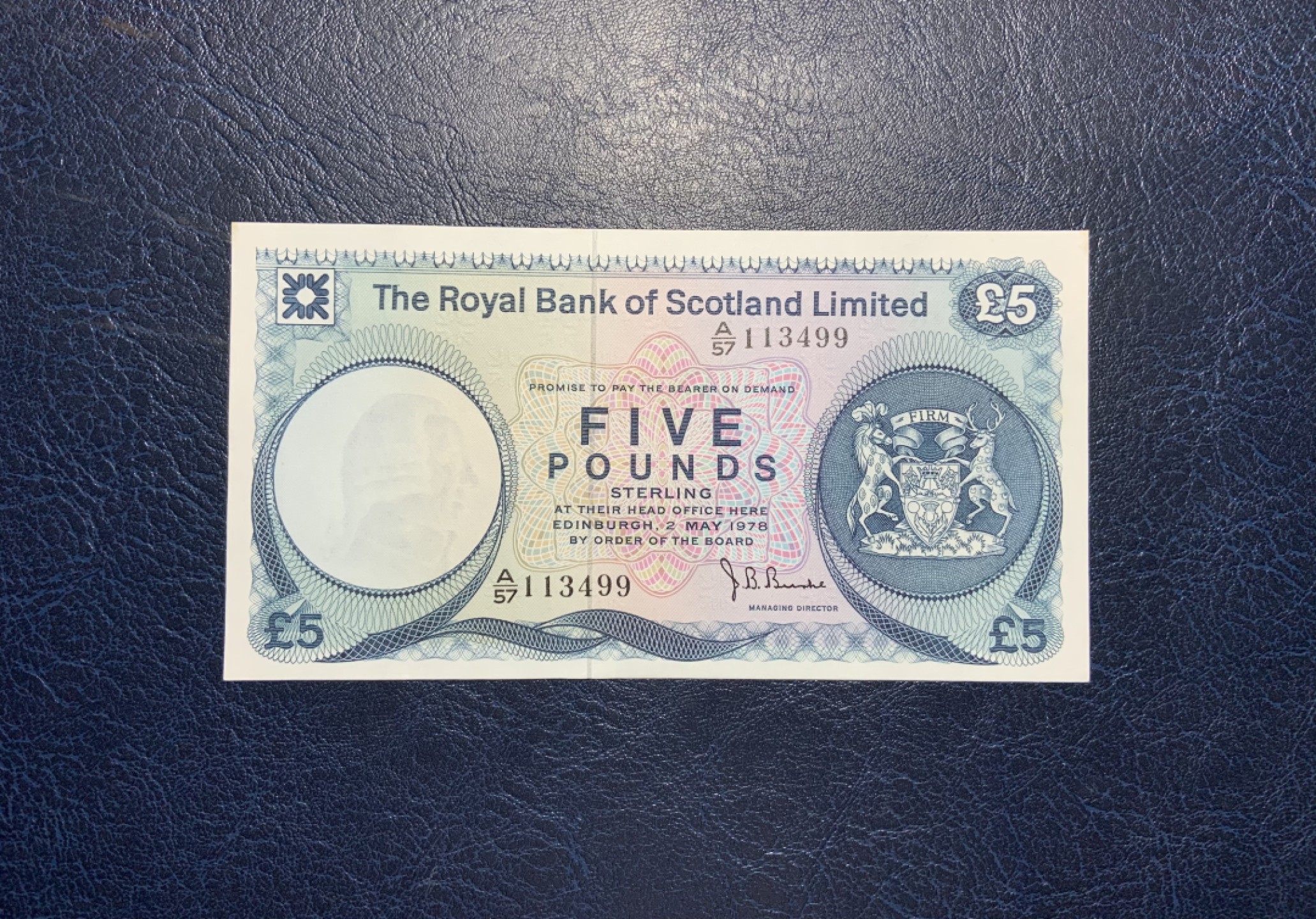 收藏联盟Quantum Auction 第212期拍卖  苏格兰1978年5镑 品相UNC-