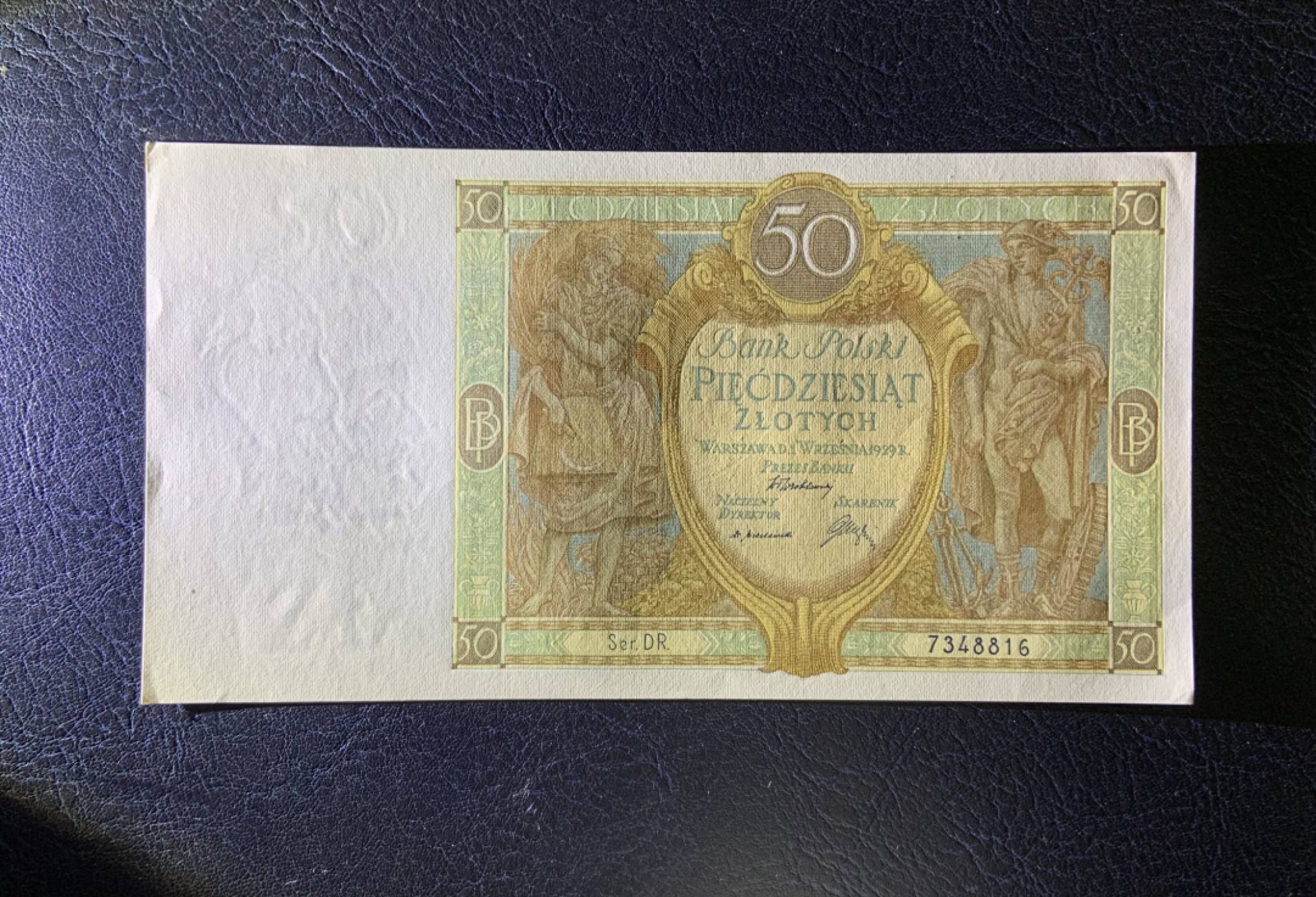 收藏联盟Quantum Auction 第212期拍卖  波兰1929年50兹罗提 品相UNC- 大票幅 法属风格