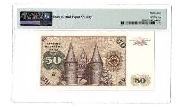 收藏联盟Quantum Auction 第212期拍卖  德国联邦1960年50马克 PMG67 初版