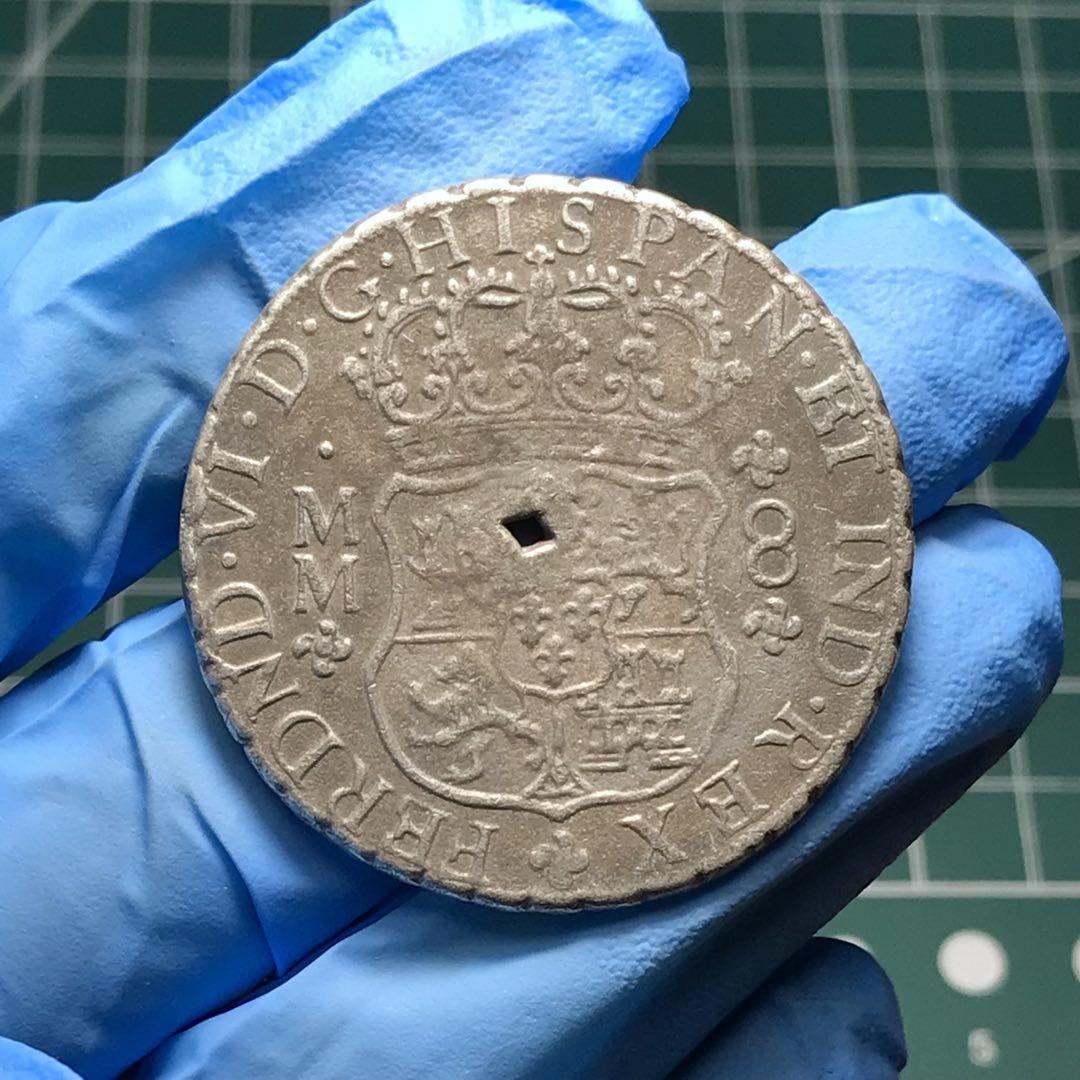 🎩GH外国硬币拍卖 西班牙地球双柱银币打戳