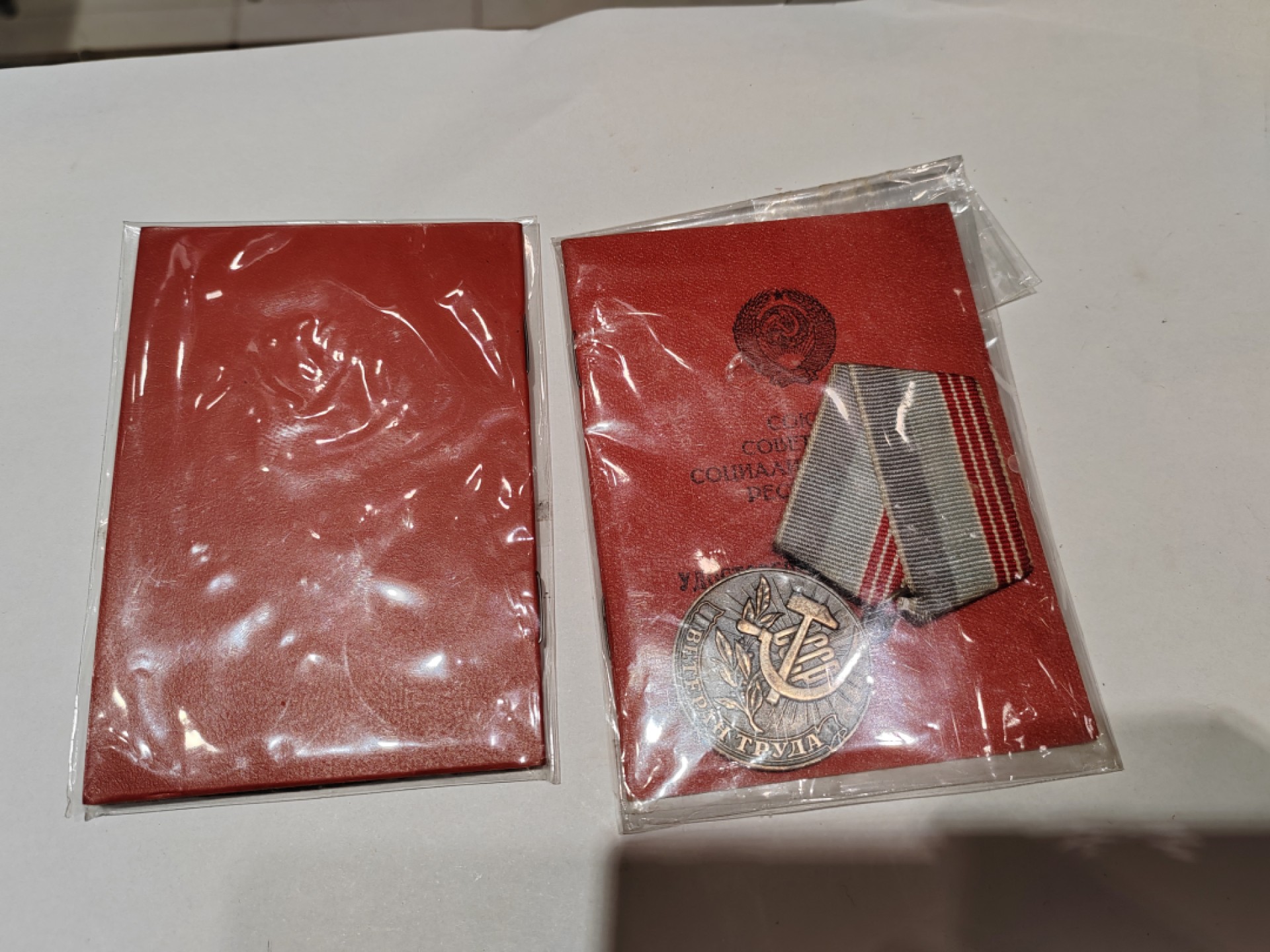 苏俄币章满洲里第3场 苏联劳动退休章一对