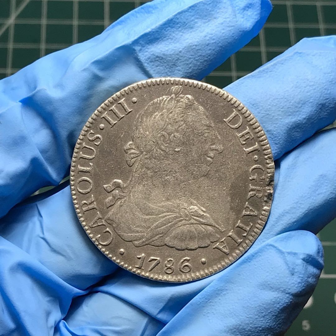 🎩GH外国硬币拍卖 西班牙双柱卡三银币