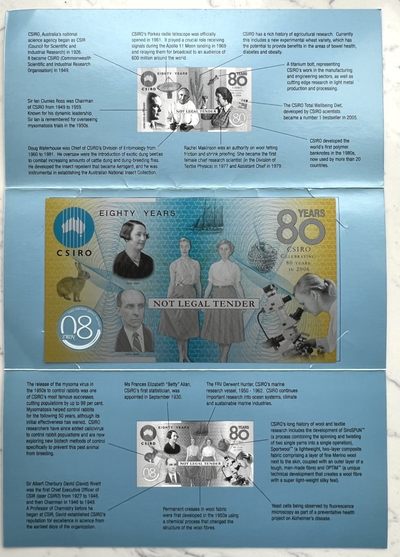 2022第43场：测试钞、纪念券专场 - 澳大利亚联邦与科学研究组织CSIRO成立80周年塑料纪念券册装UNC