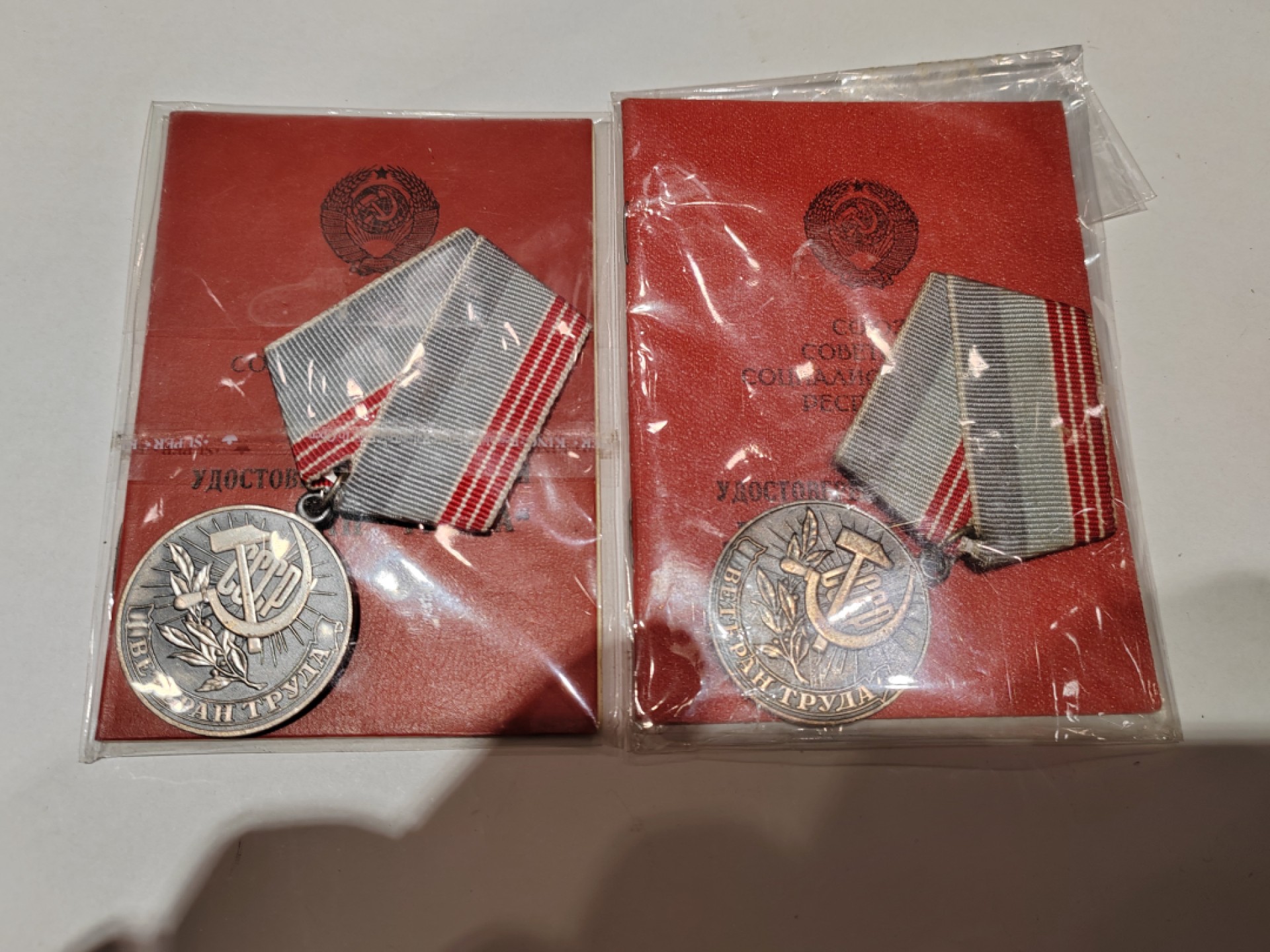 苏俄币章满洲里第3场 苏联劳动退休章一对