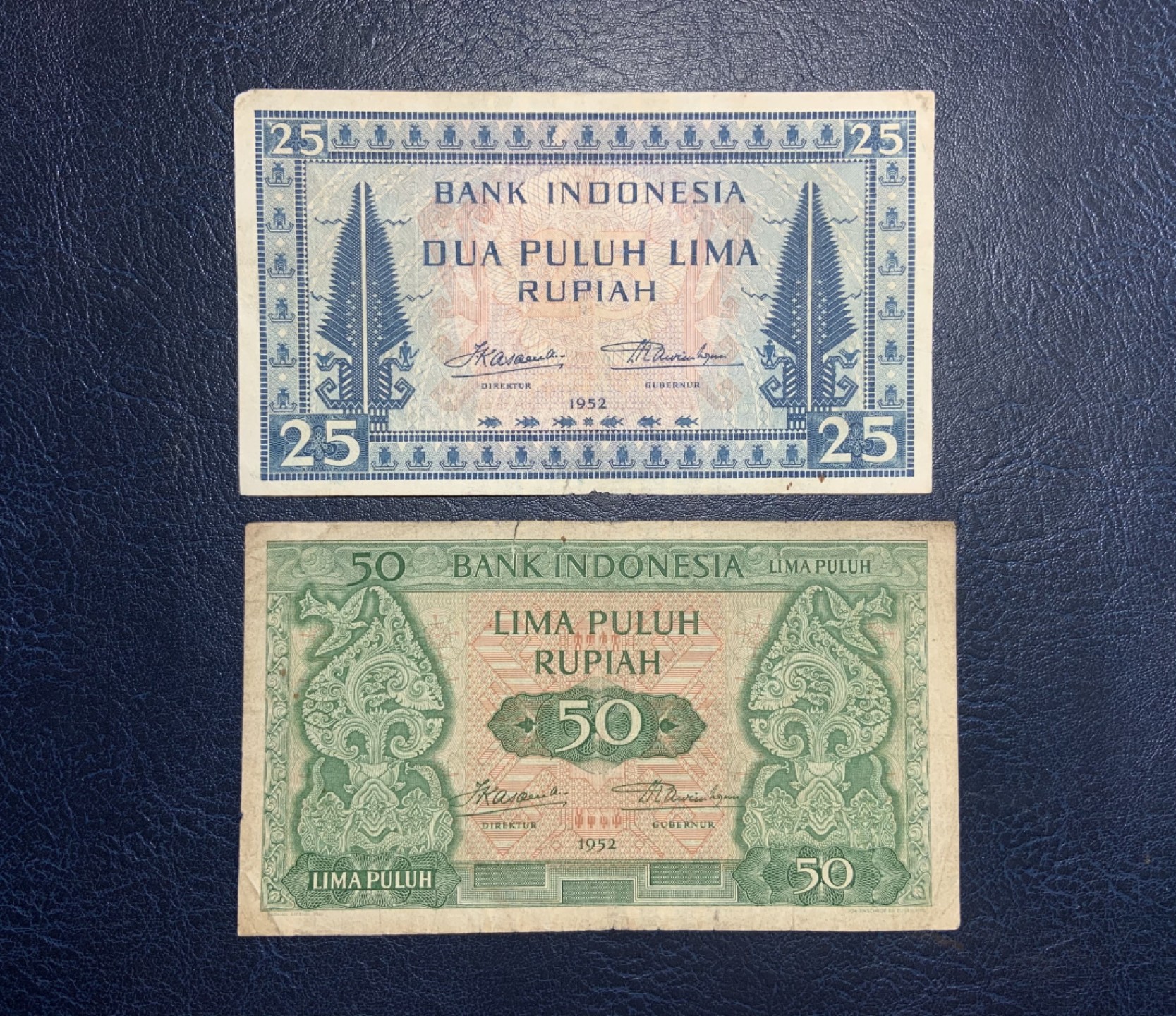 收藏联盟Quantum Auction 第213期拍卖  印度尼西亚1952年25-50卢比 品相如图 JEZ代印